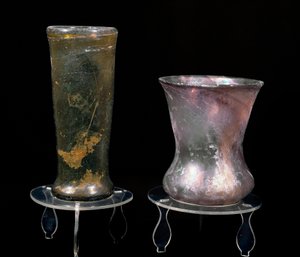 Barbarian civilization: glass cups from the Merovingian period. 6th-7th century.