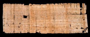 Merovingian period: legal document manuscript on papyrus confirming the privilege of immunity granted by King Clovis II to the Abbey of Saint Denis by Merovingian