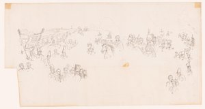 Drawing of the Painting Depicting the Battle of Waterloo by Met and Meylink