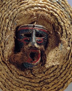 Costume mask for the celebration of the Mexican annual festival of Guelaguetza