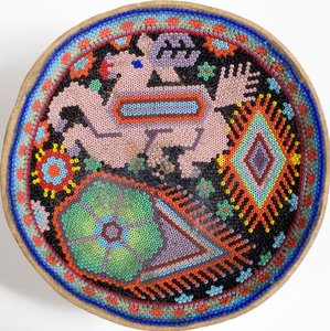 Huichol bowl from Sierra Madre, Mexico by Mexican School