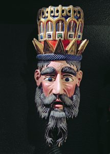 Mask of a king magus used in processions to celebrate the feast of the Epiphany in Mexico on 6 January