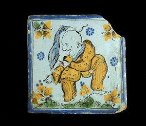 Tile with a grotesque Chinese man, c. 1800