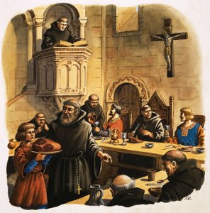 Novices Serving Meals in Refectory