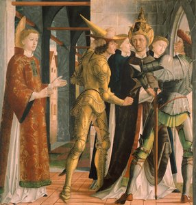 Pope Sixtus II Taking Leave from Saint Lawrence, circa 1465 by Michael Pacher