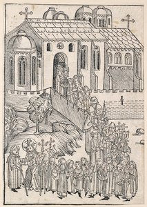 Christ Greeting a Pilgrim, c. 1491 by Michael Wolgemut