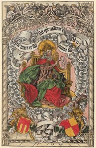 Title Woodcut with God the Father on the Heavenly Throne, Hand Raised in Blessing by Michael Wolgemut