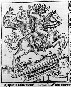 The Devil and a Witch Going for the Sabbath by Hartmann Schedel, Liber chronicarum, Nuremberg 1493
