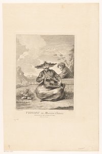 Man in Lotus Position with Hurdy-Gurdy (Series of Asian Scenes from the Collection of the Château de la Muette) by Michel Aubert