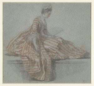 Seated Lady on a Balustrade by Michel Barthelemy Ollivier