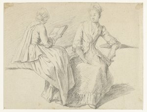 Study Sheet with Two Sitting Girls