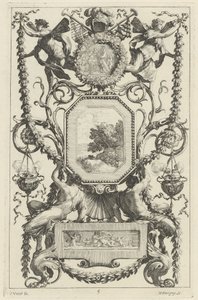 Ornamental Panel Surmounted by a Medallion with a Sacrifice by Michel Dorigny, after Simon Vouet