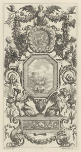 Ornamental Panel Surmounted by a Winged Harpy by Michel Dorigny, after Simon Vouet