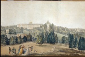 View of Tsarkoye Selo. The Empress Catherine II Walking by Michel Francois Damam Demartrait