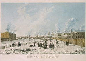 The Semyonovsky Bridge in Saint Petersburg, 1813 by Michel Francois Damam Demartrait