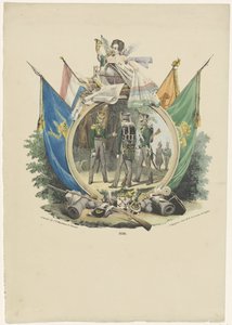 Medallion with Volunteer Hunters of Leiden University, 1830 by Michel Mourot