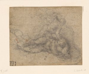 David and Goliath. Verso Ruled Architectural Studies, ca. 1550-1556, I, 32d by Michelangelo