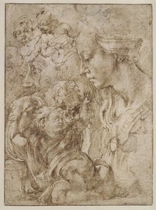 Studies for a Holy Family by Michelangelo