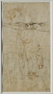 Various Studies of Figures, Inscription after a Sonnet by Petrarch, circa 1506 by Michelangelo Buonarroti