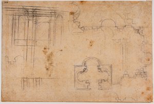 Floor plan and architectural elevations of the Sforza Chapel by Michelangelo Buonarroti