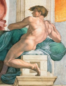 Ignudo Sistine Chapel ceiling in the Vatican