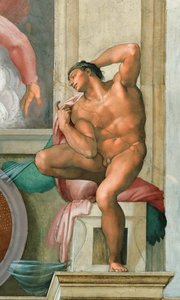 Ignudo Sistine Chapel ceiling in the Vatican