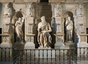 Rachel, Moses and Leah, detail from tomb of Julius II, by Michelangelo by Michelangelo Buonarroti