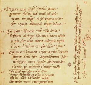 Manuscript of poem by Michelangelo Buonarroti by Michelangelo Buonarroti