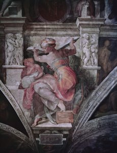 Sistine Chapel Ceiling: Libyan Sibyl (pre restoration) by Michelangelo Buonarroti