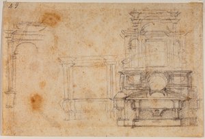 Studies from tomb monuments for the New Sacristy by Michelangelo Buonarroti