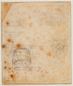 Studies of Monumental Tombs for the New Sacristy by Michelangelo Buonarroti