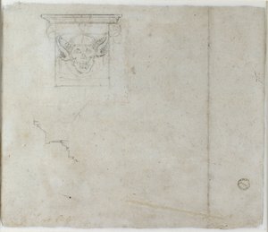 Studies of Architectural Details and a Grotesque Mask by Michelangelo Buonarroti