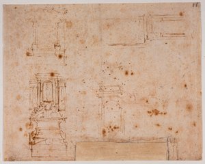Studies of tomb monuments for the New Sacristy by Michelangelo Buonarroti