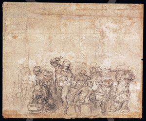 Study of Figures for a Narrative Scene (verso) by Michelangelo Buonarroti