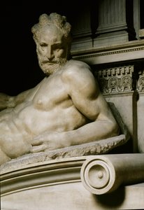 The Twilight Allegory. Tomb of Laurent II of Medicis. Marble Sculpture 1531 by Michelangelo Buonarroti