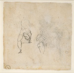Two very slight sketches of seated Figures, c1490-1560 by Michelangelo Buonarroti