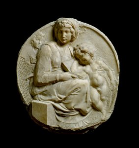 Virgin and Child with Saint John the Baptist Child (Madonna Pitti or Tondo Pitti) by Michelangelo Buonarroti