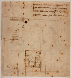 Wall elevations for the Laurentian recess by Michelangelo Buonarroti