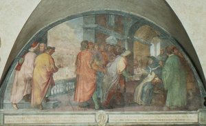 St. Antoninus Founds the Company of Good Men at San Martino, lunette by Michelangelo Cinganelli