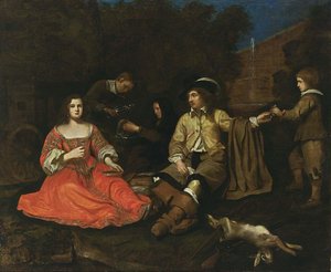 Elegant Hunting Company Resting by Michiel Sweerts