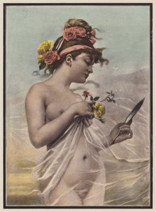 The morning, woman with a mirror