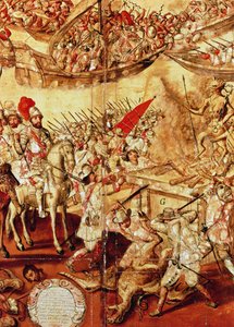 Conquest of Mexico, one of a series of 24 panels