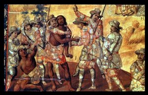 Detail of the Conquistadors Cutting Off the Hands of Two Spies of Xicotencatl