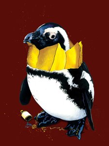 Christmas Penguin on Red Oxide