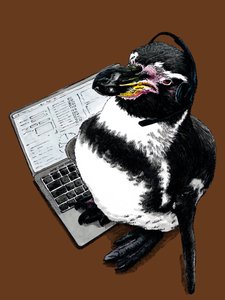 New Job Penguin on Burnt Orange, 2020