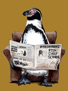 Retirement Penguin on Golden Yellow