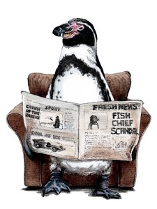 Retirement Penguin on White