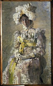 Portrait of Nadezhda Zabela Vrubel in Empire Dress by Mikhail Aleksandrovich Vrubel