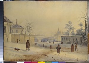 Vladimir Hill in Kiev. Snowy Landscape by Mikhail Makarovich Sazhin