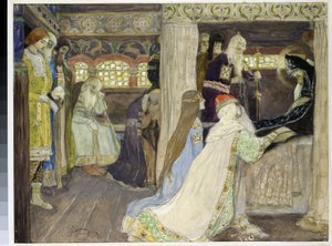 The Decease of Grand Duke Alexander Nevsky (1220-1263). Work by Mikhail Vasilyevich Nesterov (1862-1942) by Mikhail Vasilievich Nesterov